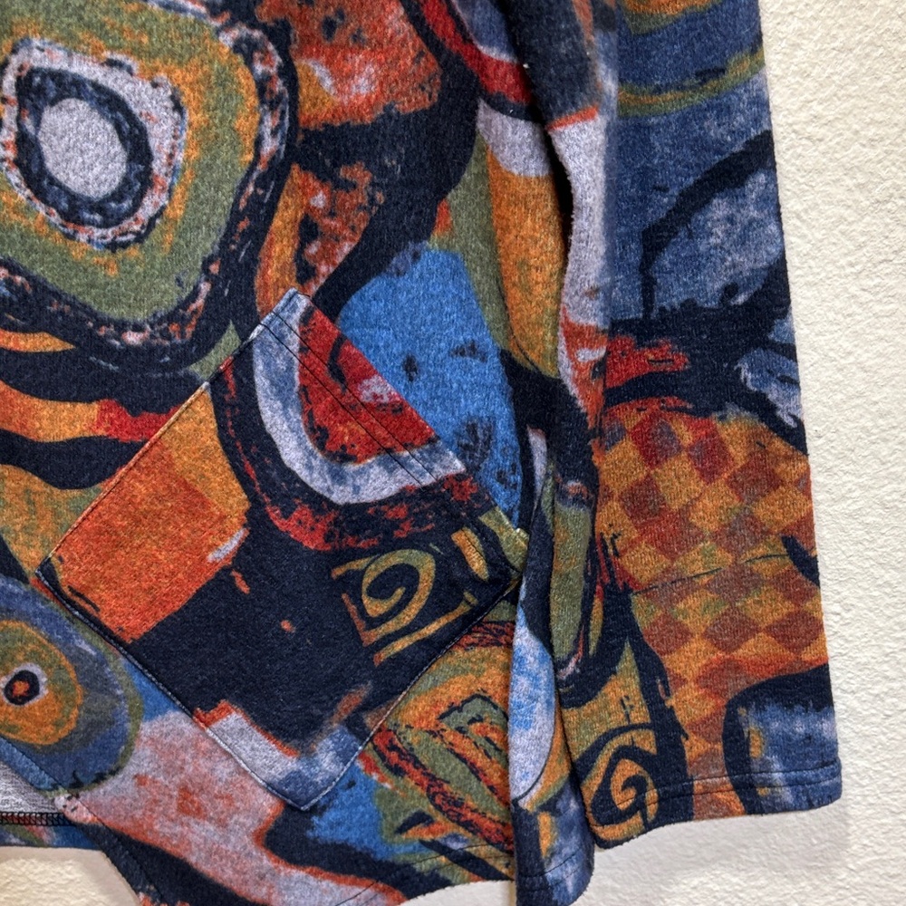 Abstract Print Zip-Front Varsity Jacket - Multicolor - Picture 4 of 11